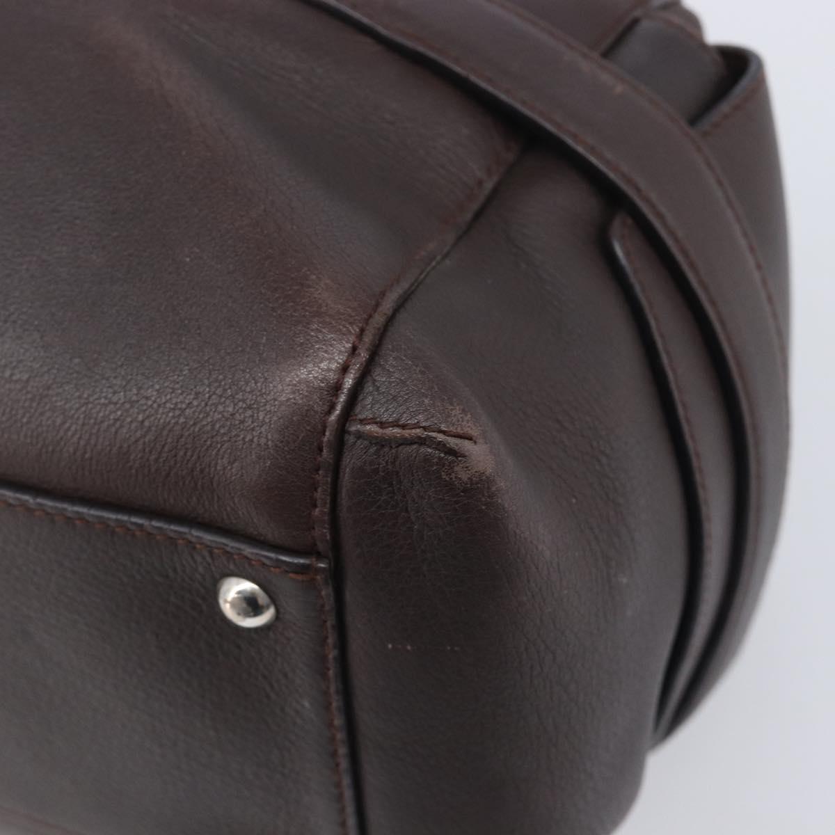 Salvatore Ferragamo Gancini Hand Bag Leather Brown Silver Auth 212013
