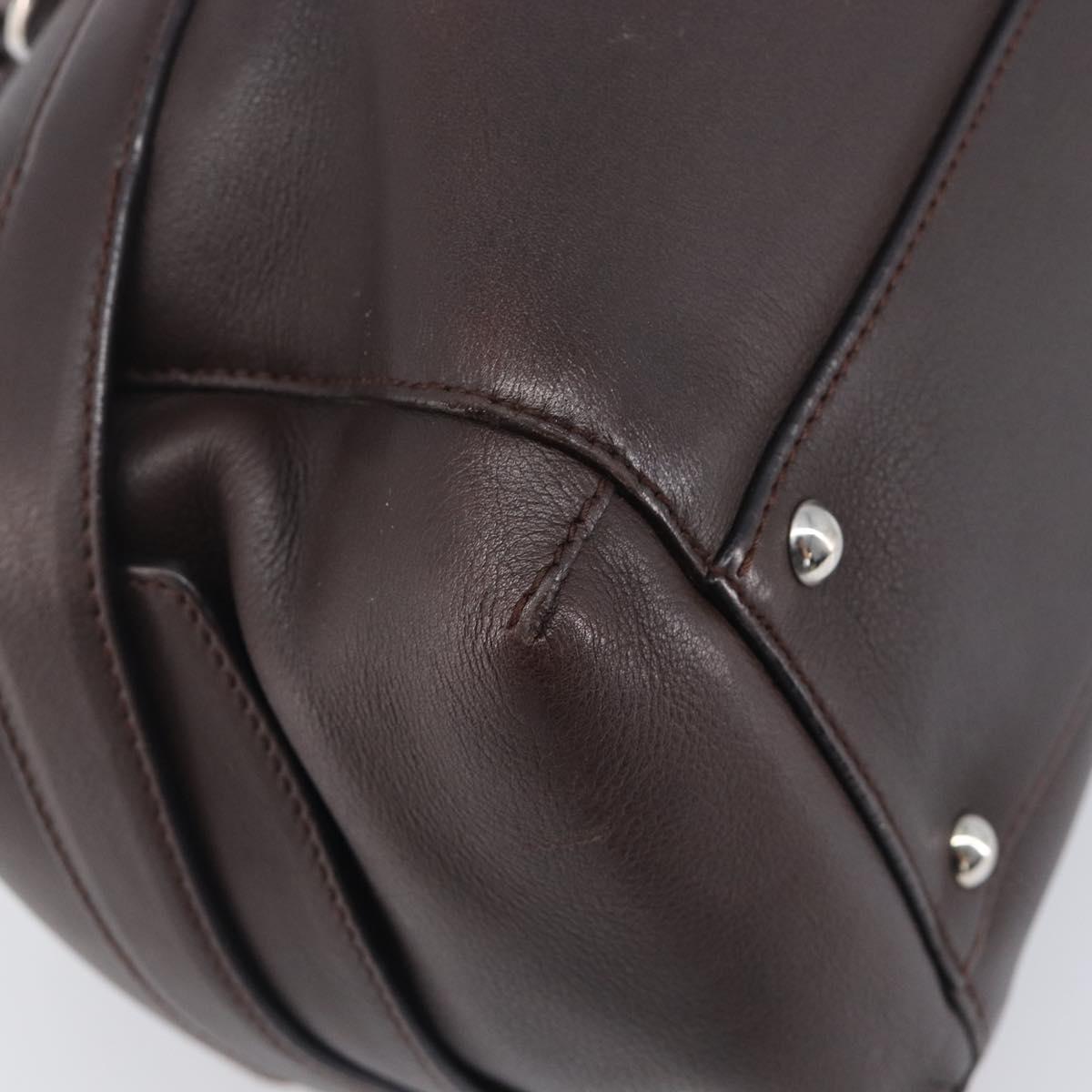 Salvatore Ferragamo Gancini Hand Bag Leather Brown Silver Auth 212013