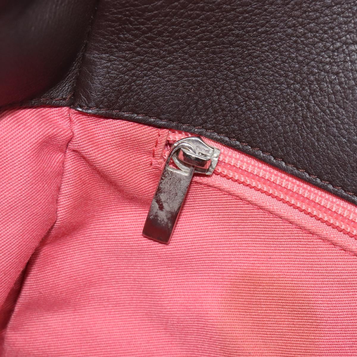 Salvatore Ferragamo Gancini Hand Bag Leather Brown Silver Auth 212013