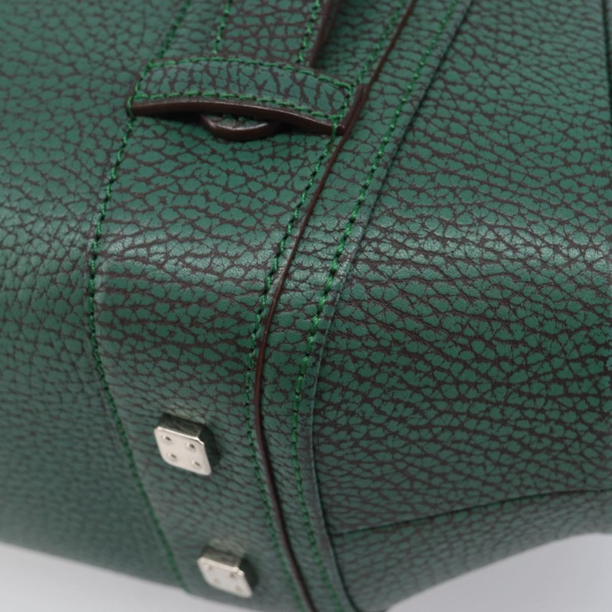 LOEWE Sender Hand Bag Leather Green Silver Auth 212014V