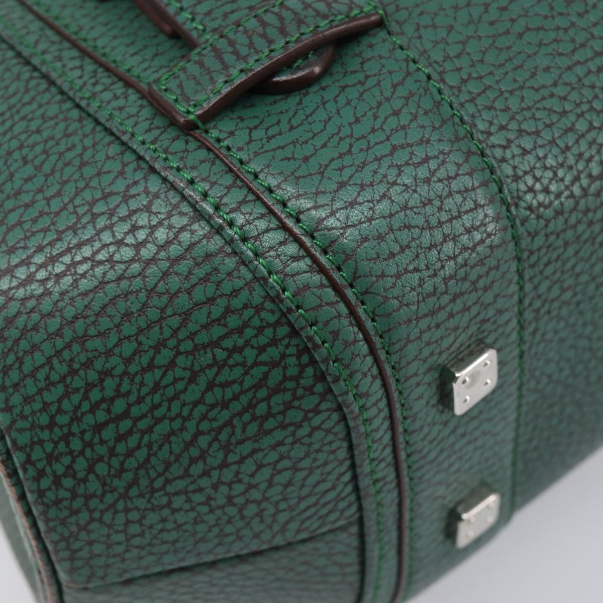 LOEWE Sender Hand Bag Leather Green Silver Auth 212014V