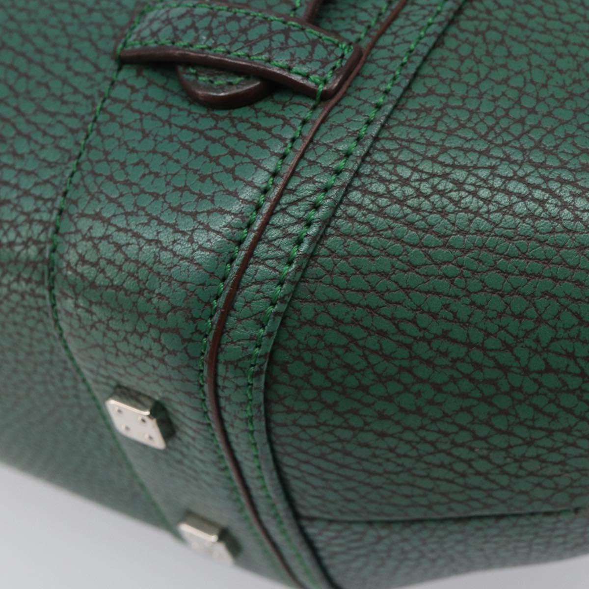 LOEWE Sender Hand Bag Leather Green Silver Auth 212014V