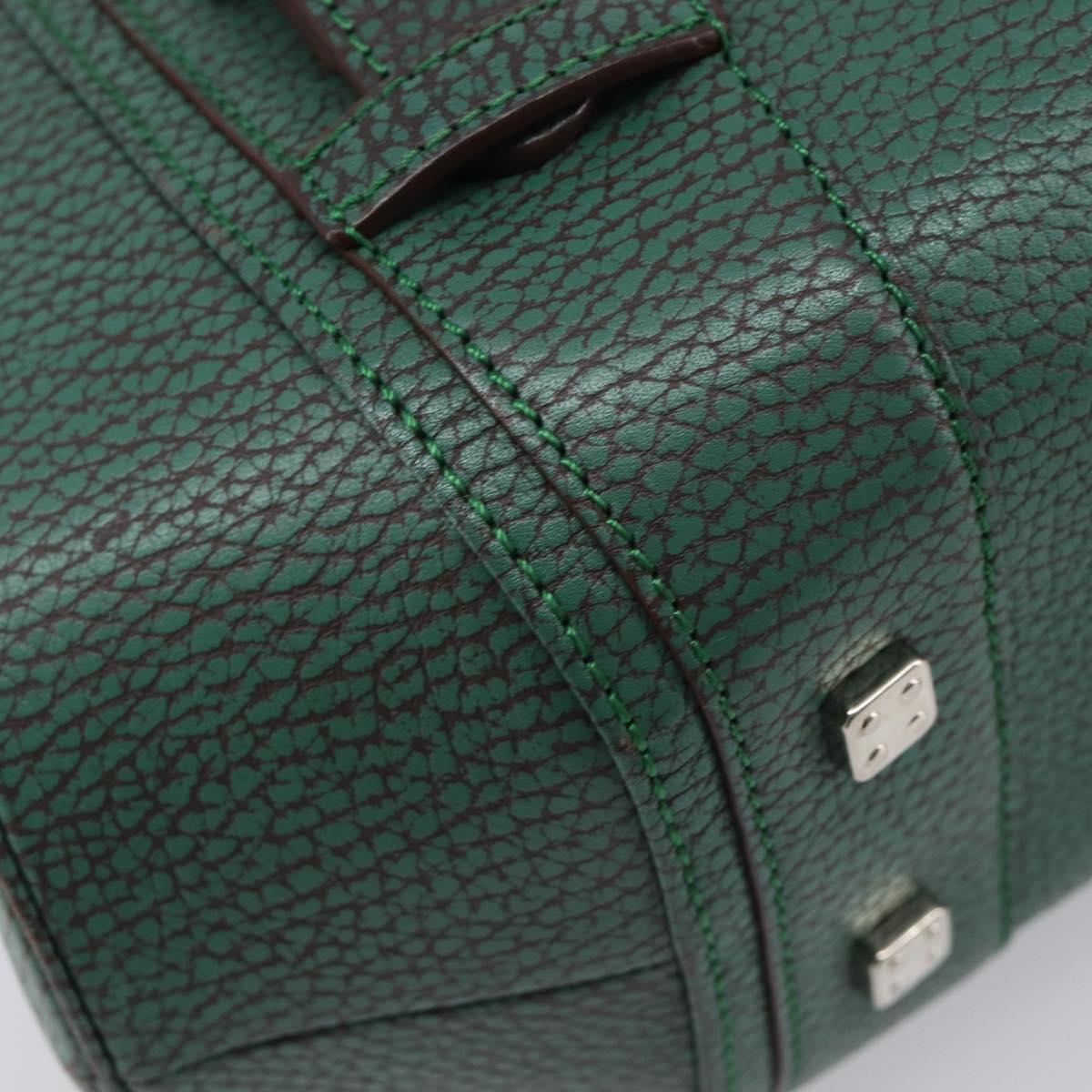LOEWE Sender Hand Bag Leather Green Silver Auth 212014V