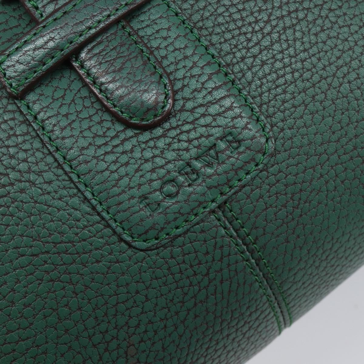 LOEWE Sender Hand Bag Leather Green Silver Auth 212014V