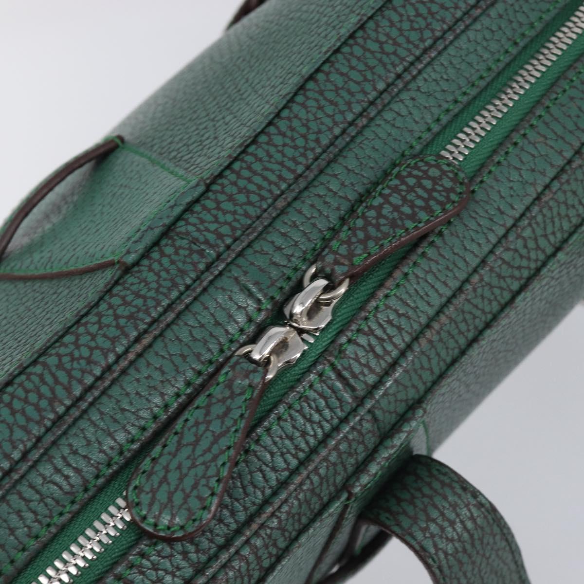 LOEWE Sender Hand Bag Leather Green Silver Auth 212014V