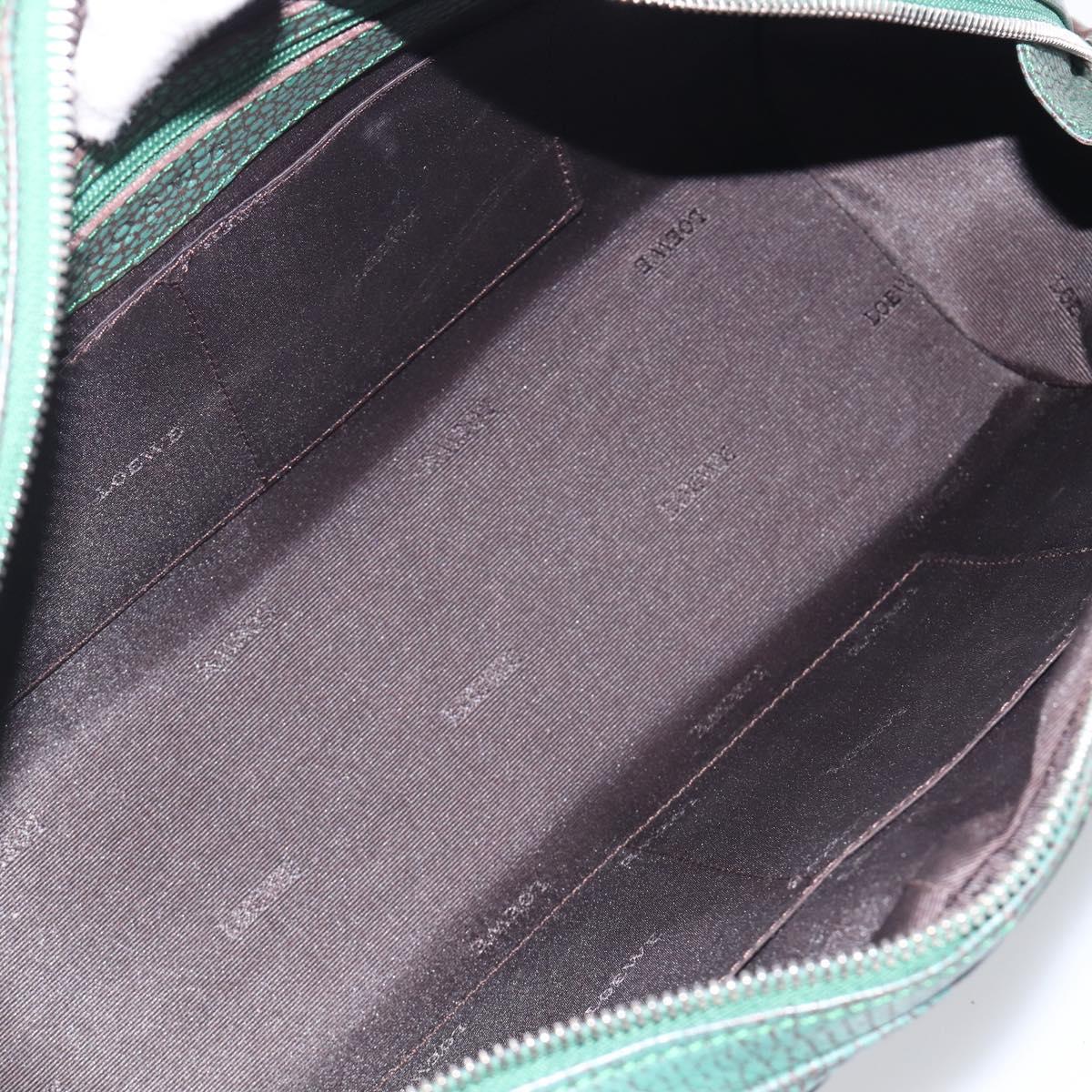 LOEWE Sender Hand Bag Leather Green Silver Auth 212014V