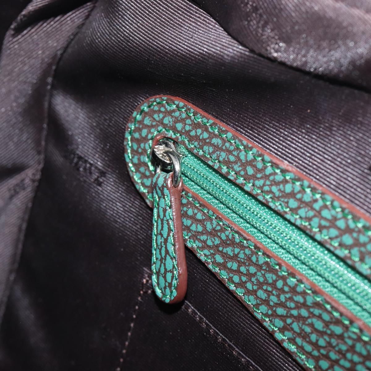 LOEWE Sender Hand Bag Leather Green Silver Auth 212014V