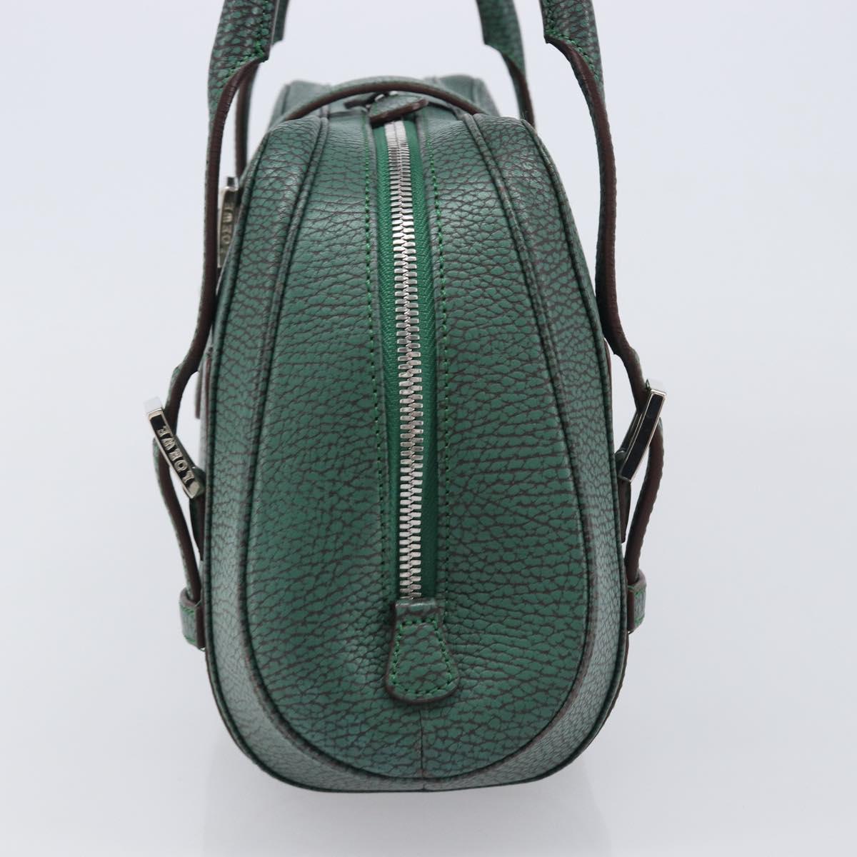 LOEWE Sender Hand Bag Leather Green Silver Auth 212014V