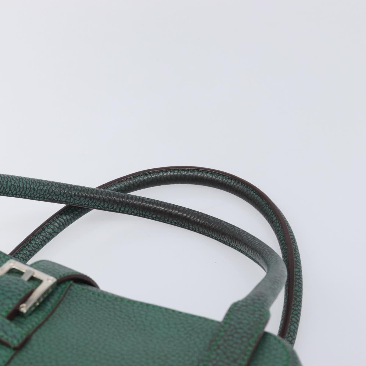 LOEWE Sender Hand Bag Leather Green Silver Auth 212014V