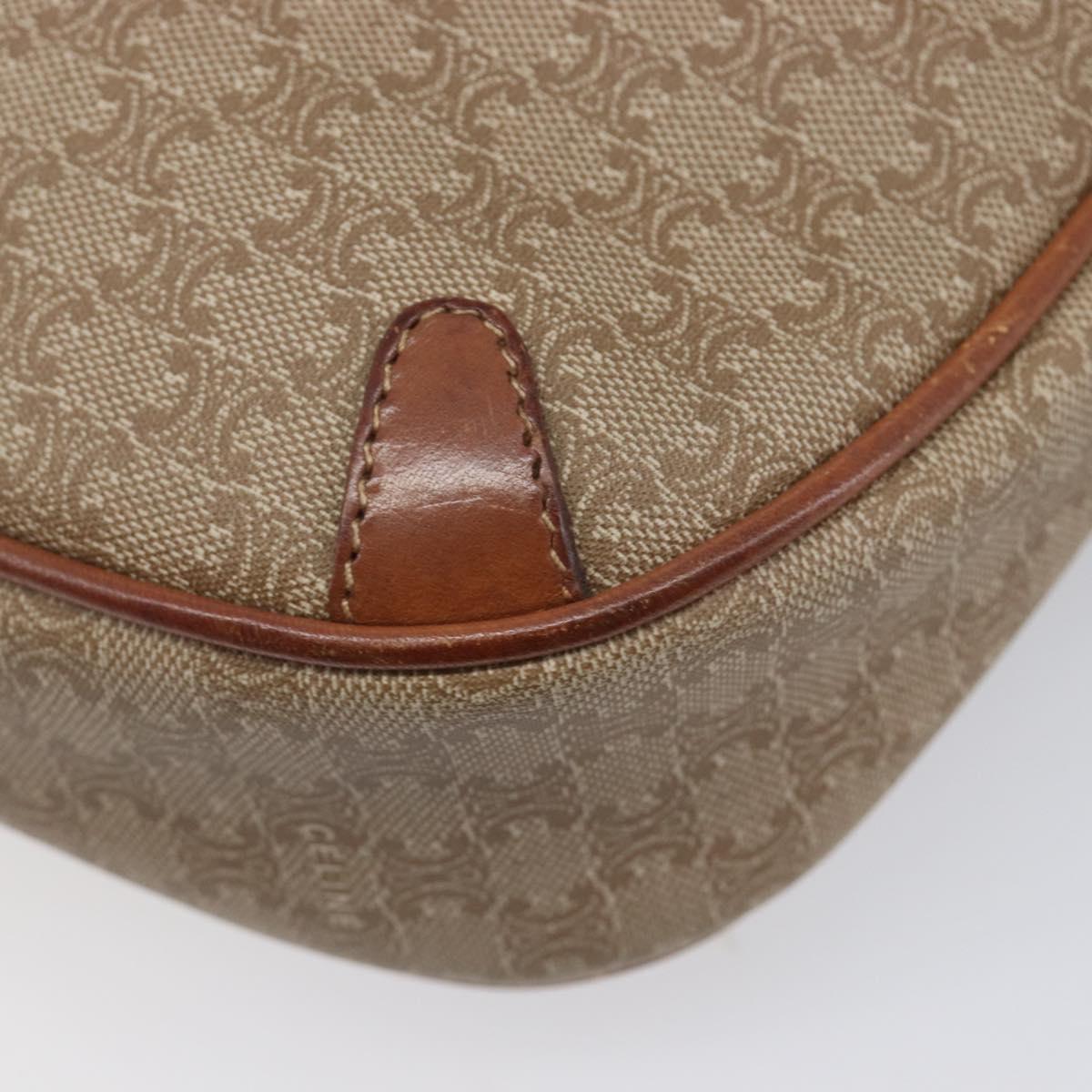 CELINE Macadam Canvas Shoulder Bag PVC Beige Gold Auth 212015