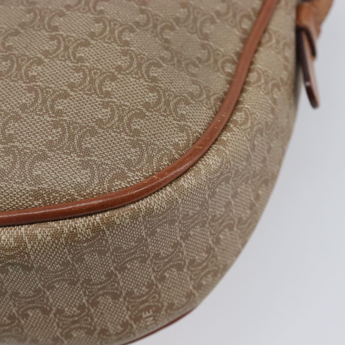 CELINE Macadam Canvas Shoulder Bag PVC Beige Gold Auth 212015