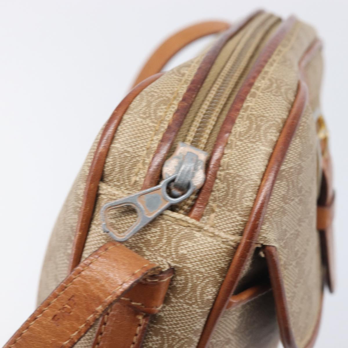 CELINE Macadam Canvas Shoulder Bag PVC Beige Gold Auth 212015
