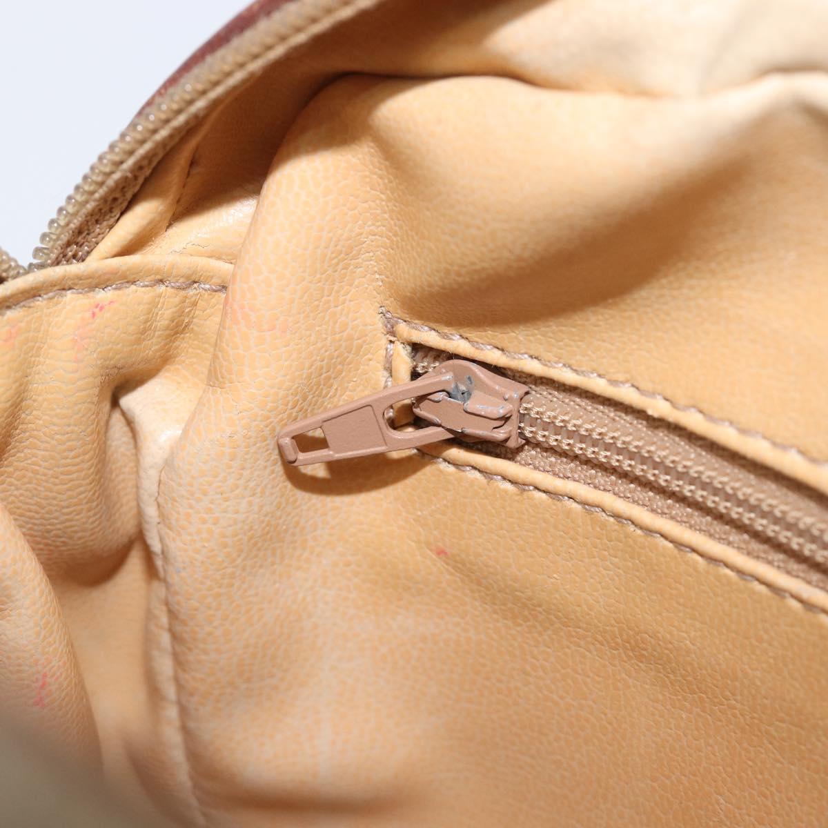 CELINE Macadam Canvas Shoulder Bag PVC Beige Gold Auth 212015