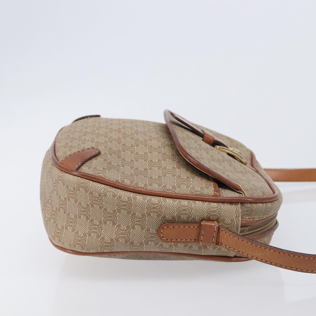 CELINE Macadam Canvas Shoulder Bag PVC Beige Gold Auth 212015