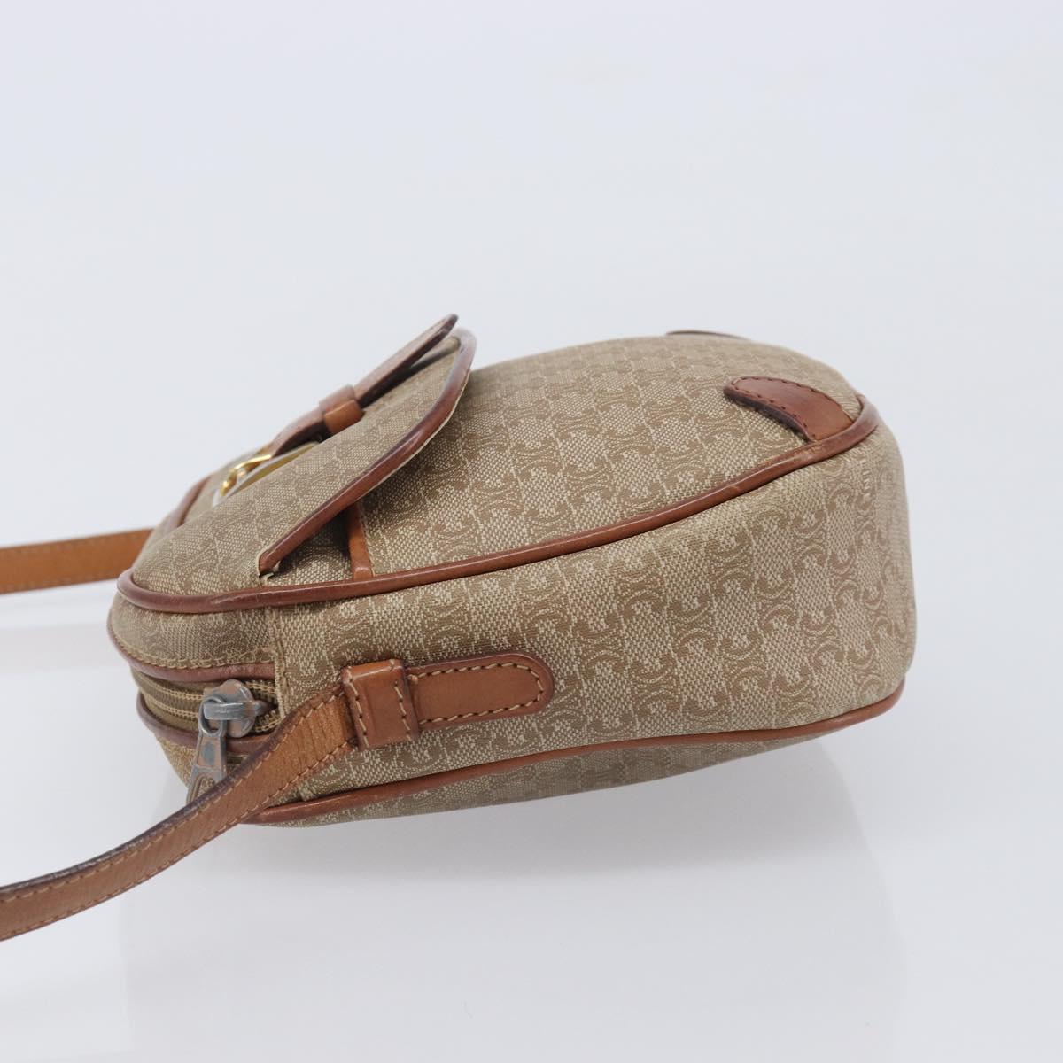 CELINE Macadam Canvas Shoulder Bag PVC Beige Gold Auth 212015