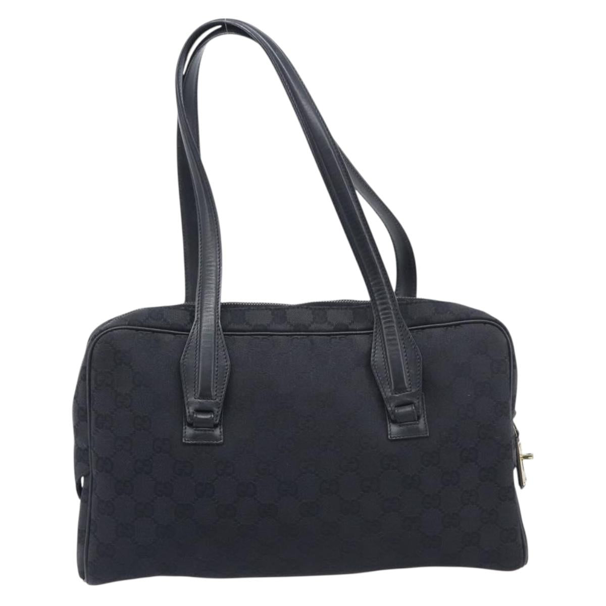 GUCCI GG Canvas Shoulder Bag Black Gold 90674 Auth 212019V