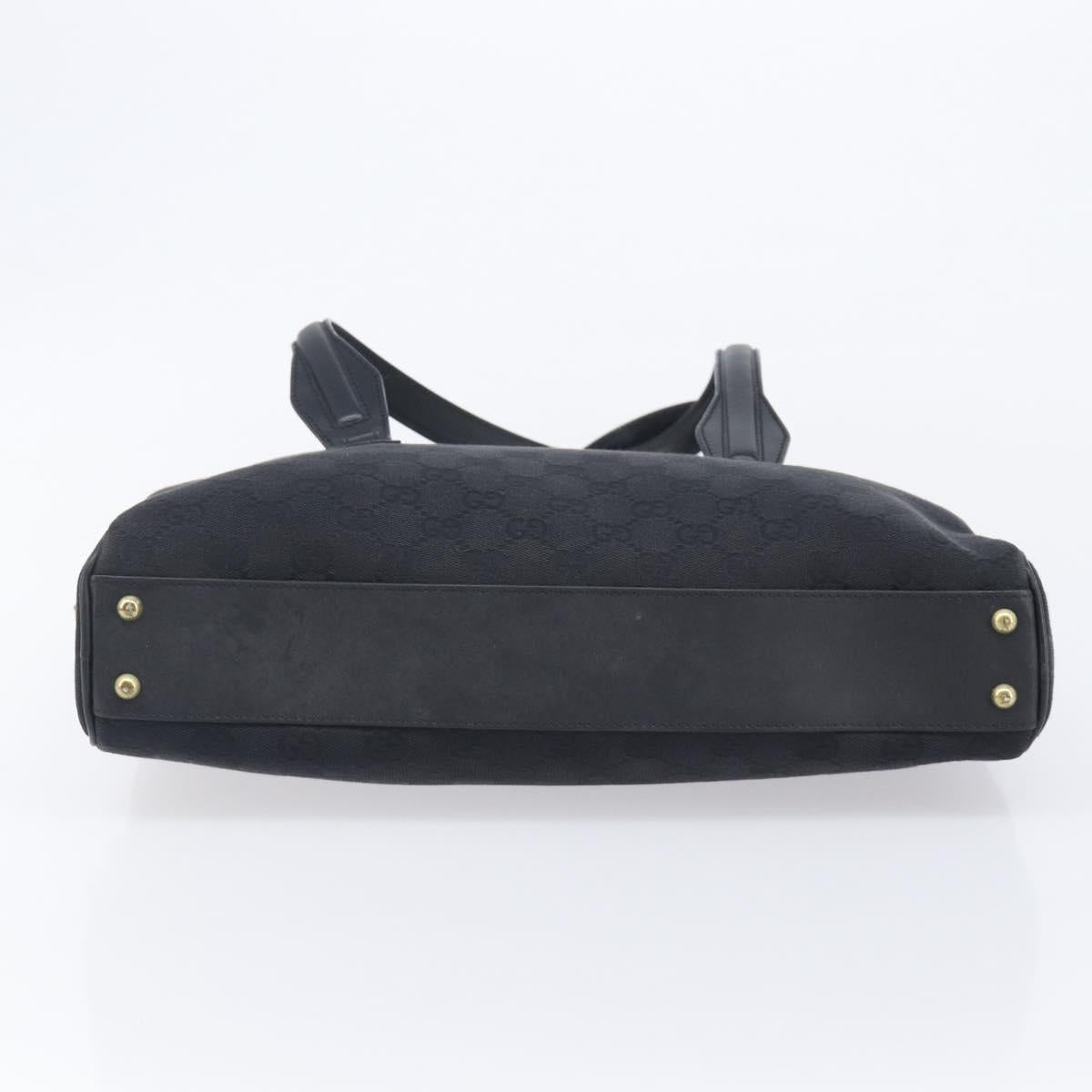 GUCCI GG Canvas Shoulder Bag Black Gold 90674 Auth 212019V