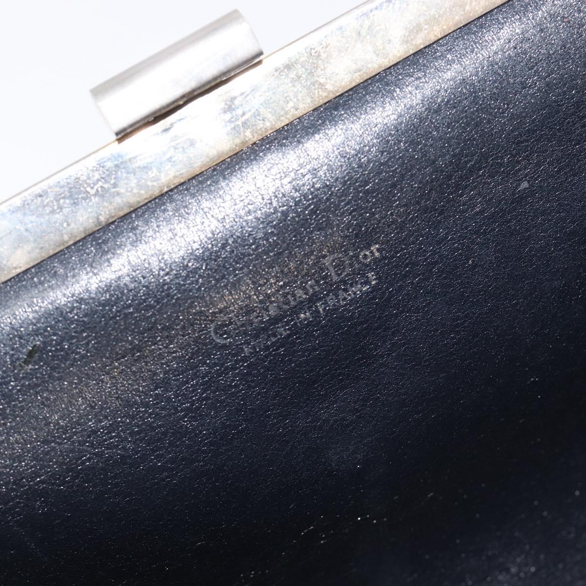 Christian Dior Trotter Canvas Clutch Bag Navy Gold Auth 212020
