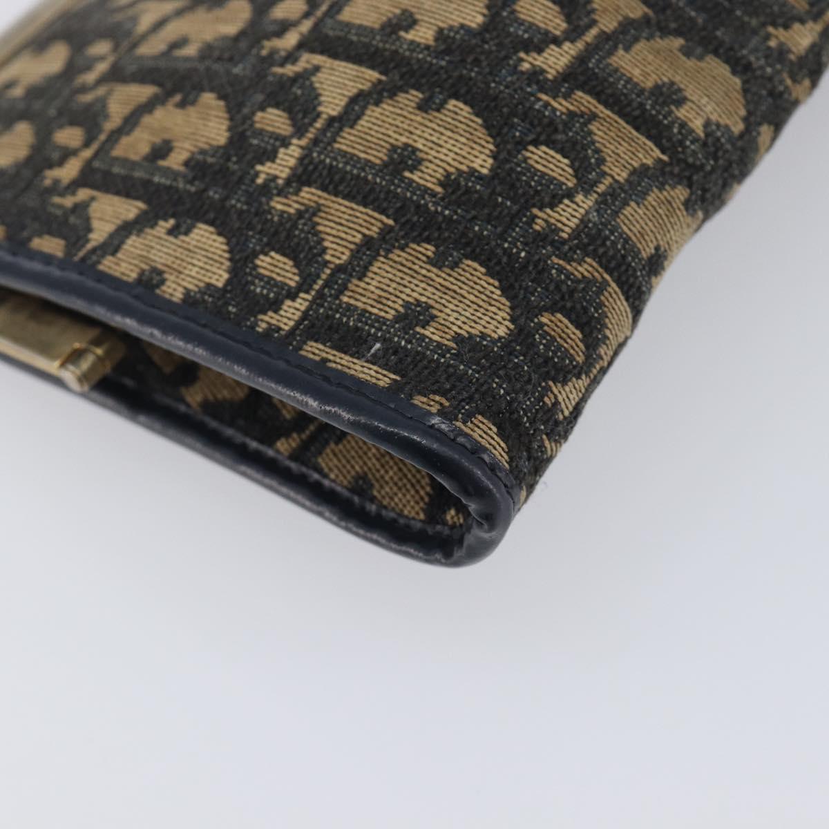 Christian Dior Trotter Canvas Clutch Bag Navy Gold Auth 212020