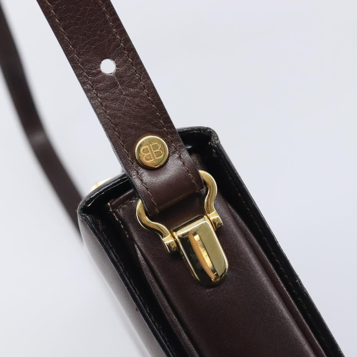 Balenciaga Shoulder Bag Leather Brown Gold Auth 212021A