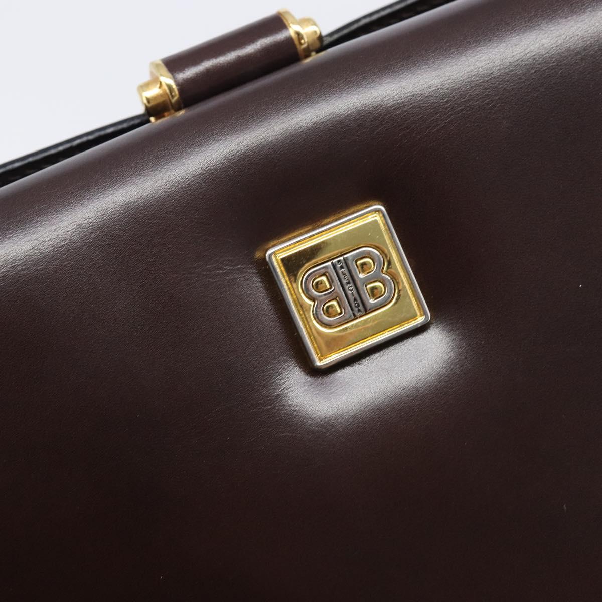 Balenciaga Shoulder Bag Leather Brown Gold Auth 212021A