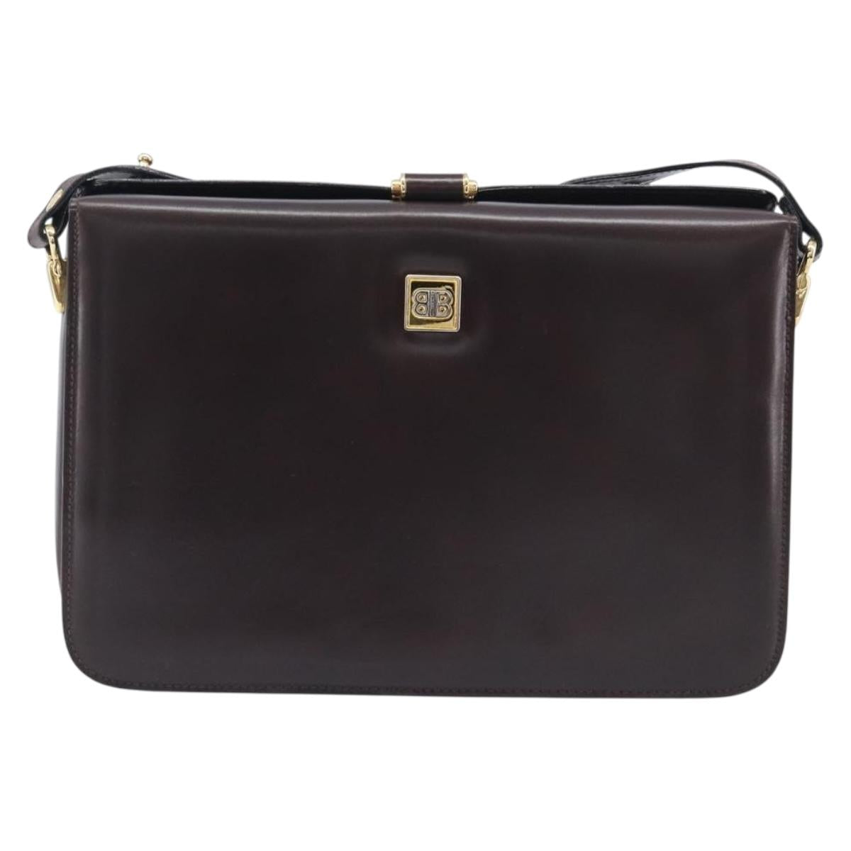 Balenciaga Shoulder Bag Leather Brown Gold Auth 212021A