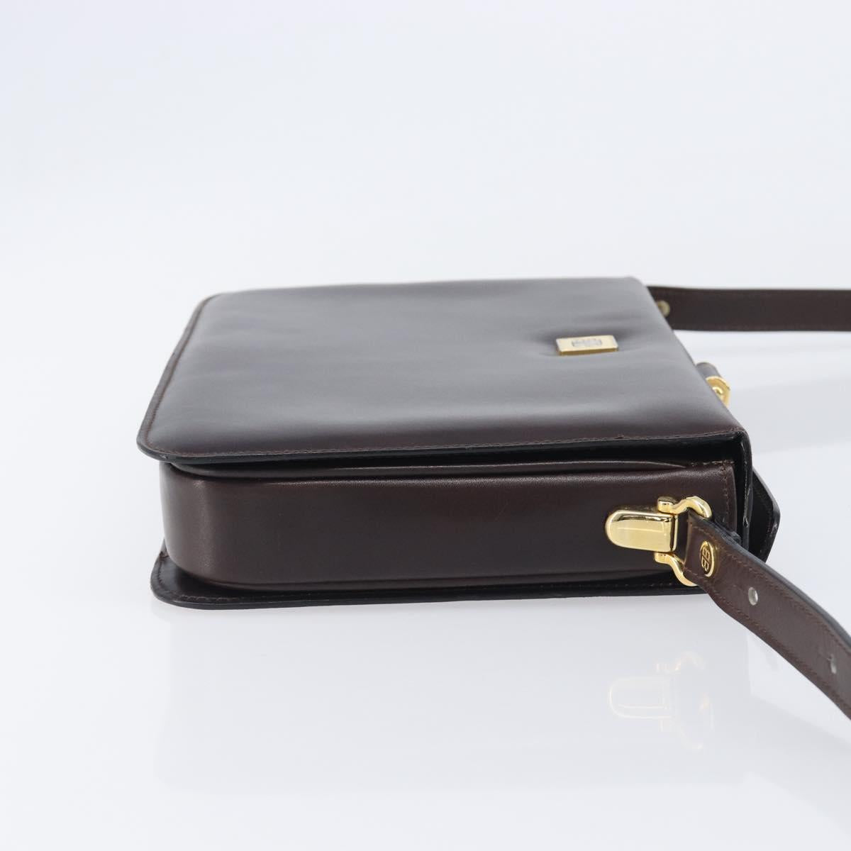 Balenciaga Shoulder Bag Leather Brown Gold Auth 212021A