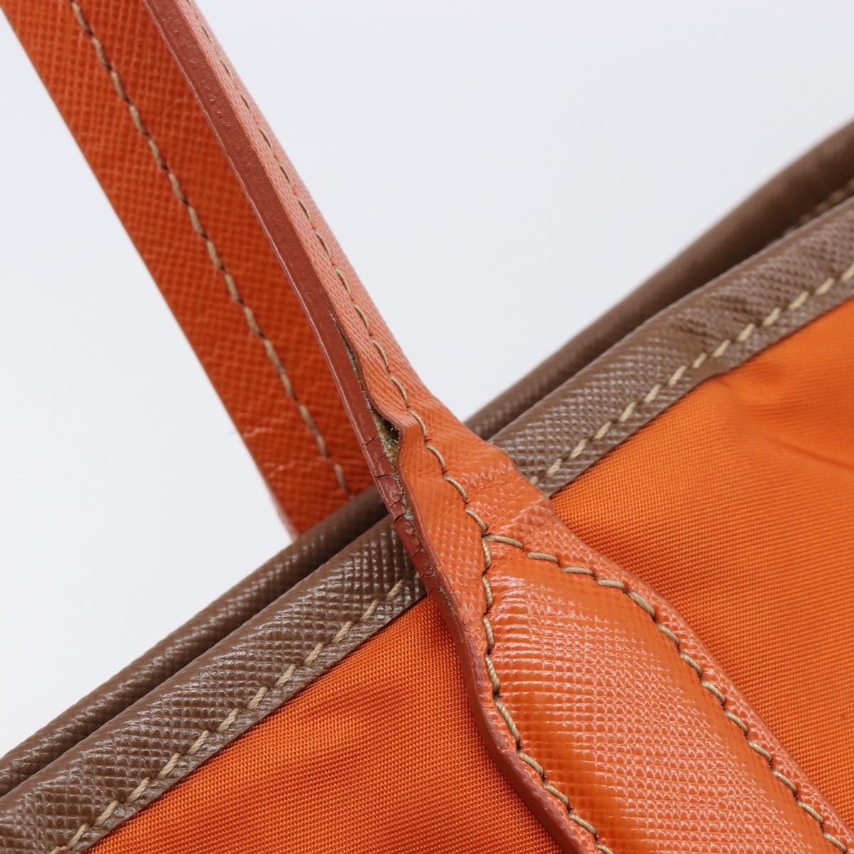 PRADA Tote Bag Nylon Orange Gold Auth 212022V