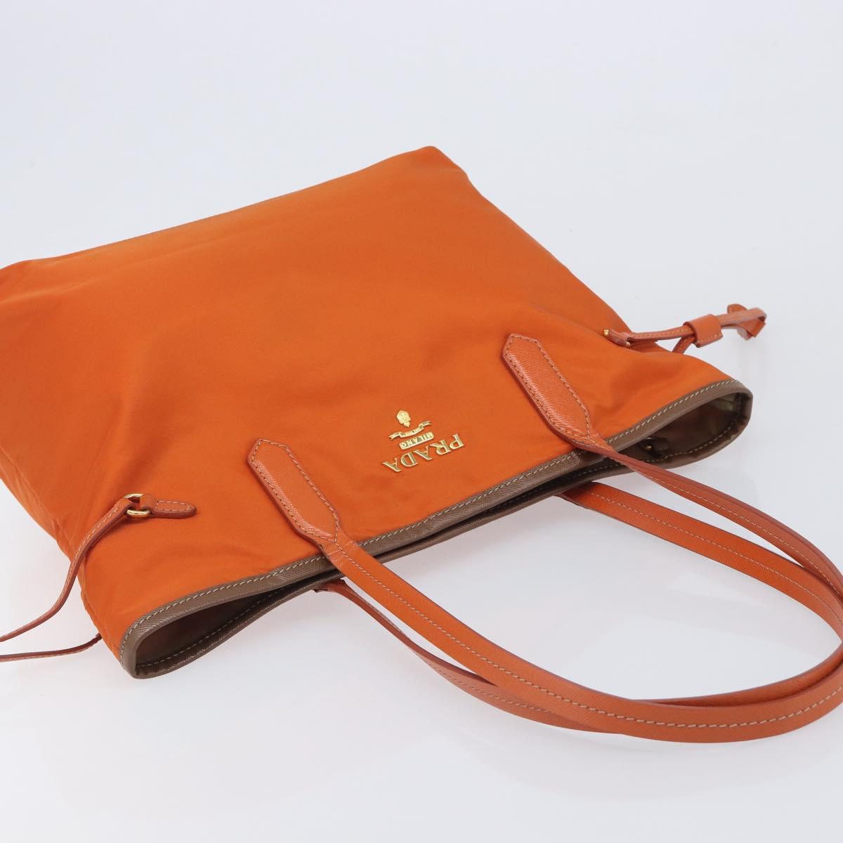 PRADA Tote Bag Nylon Orange Gold Auth 212022V