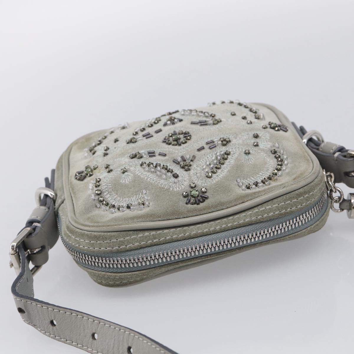 LOEWE Bijoux Shoulder Bag Suede Gray Silver Auth 212023