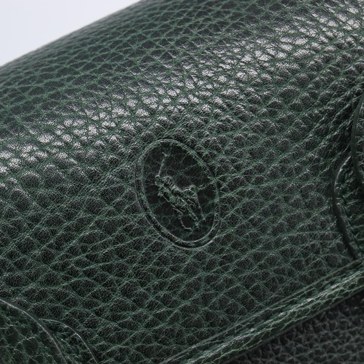 Polo Ralph Lauren Shoulder Bag Leather Green Gold Auth 212027A