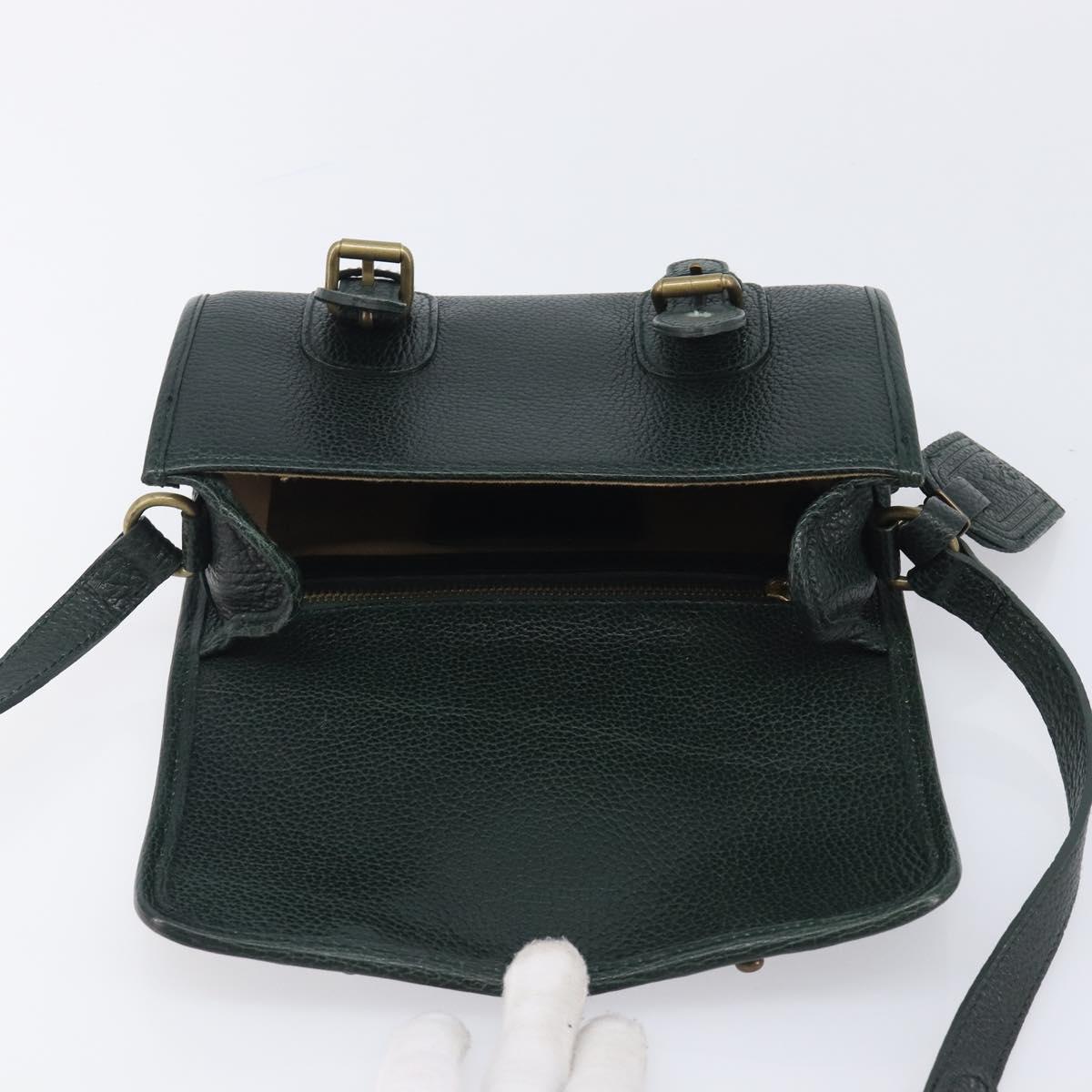 Polo Ralph Lauren Shoulder Bag Leather Green Gold Auth 212027A