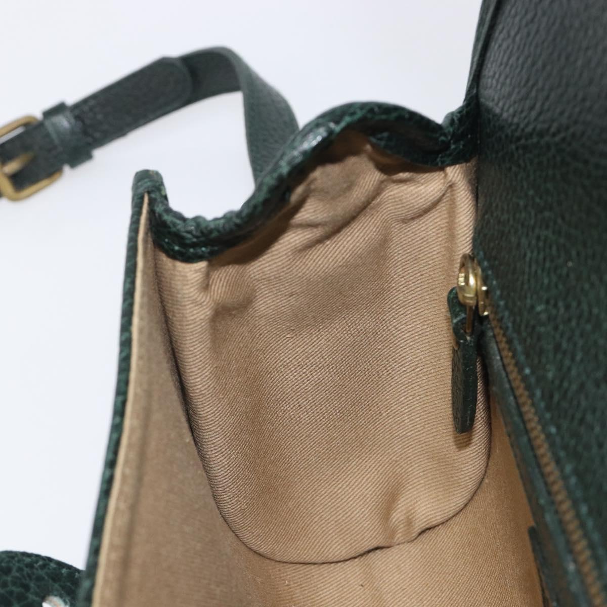 Polo Ralph Lauren Shoulder Bag Leather Green Gold Auth 212027A