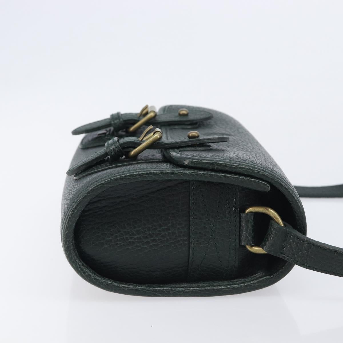 Polo Ralph Lauren Shoulder Bag Leather Green Gold Auth 212027A