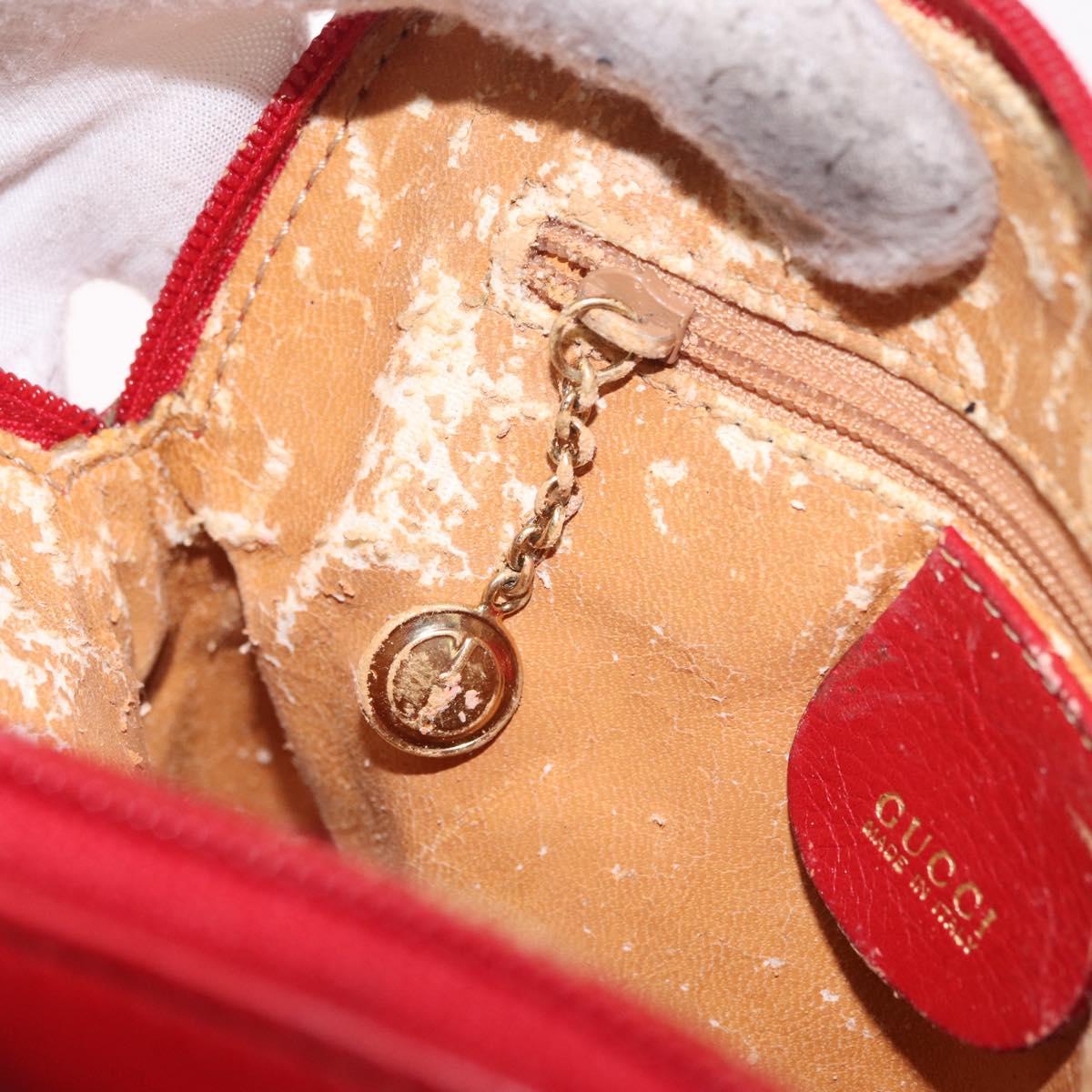 GUCCI Bamboo Hand Bag Leather 2way Red Gold 007 2032 0231 Auth 212032