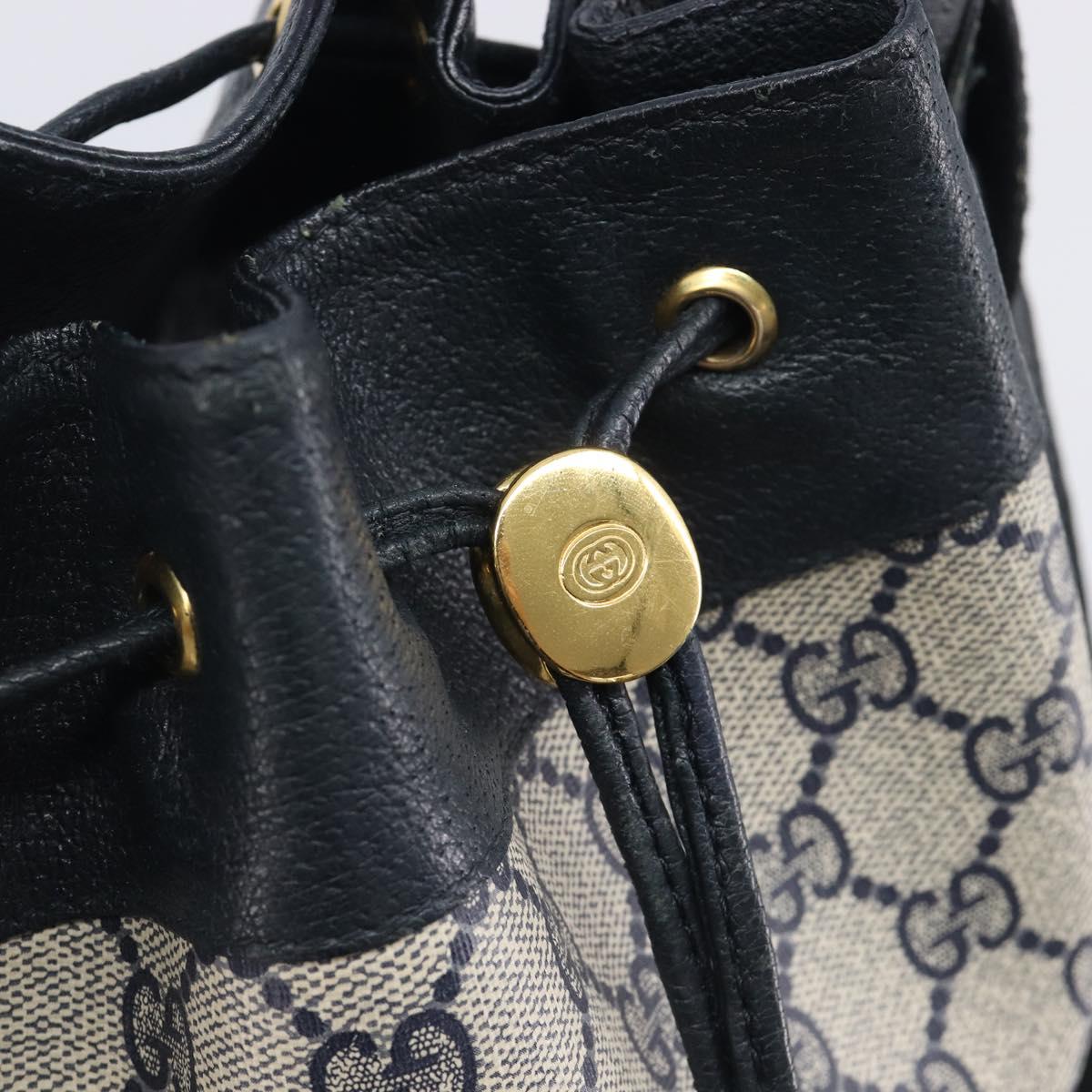 GUCCI GG Supreme Sherry Line Shoulder Bag PVC Navy Gold 41 02 085 Auth 212034