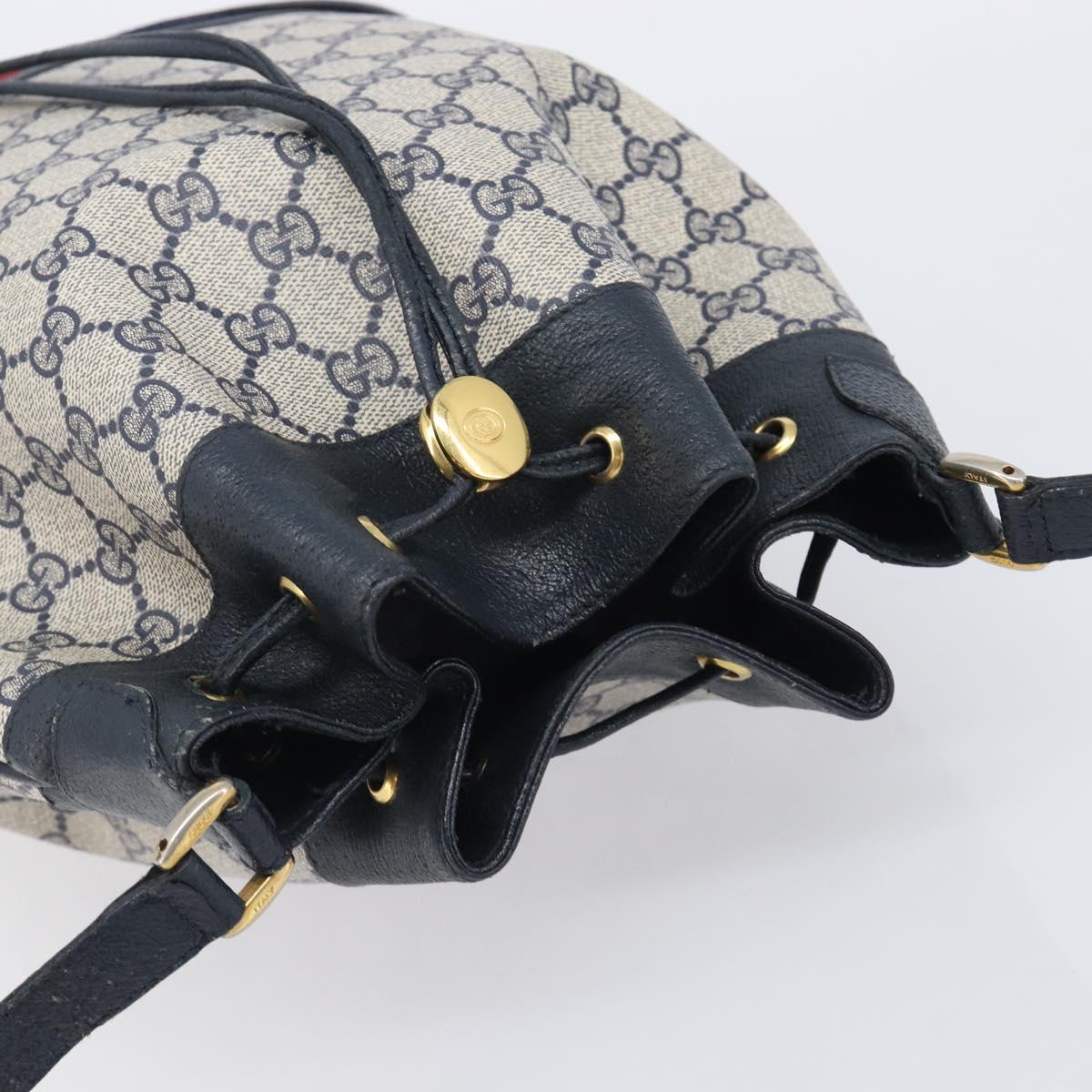 GUCCI GG Supreme Sherry Line Shoulder Bag PVC Navy Gold 41 02 085 Auth 212034
