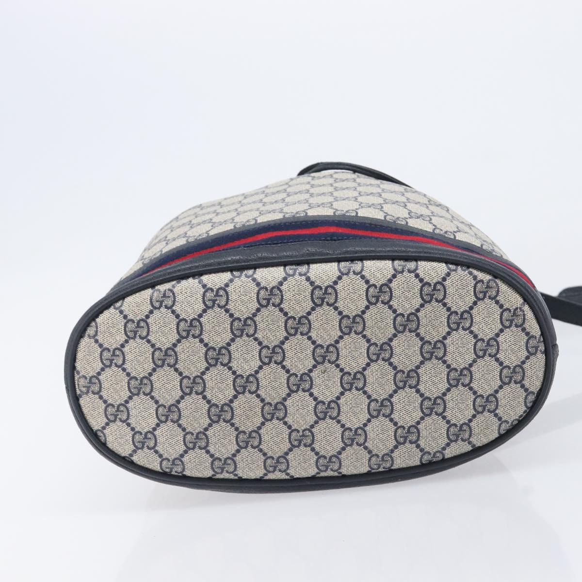 GUCCI GG Supreme Sherry Line Shoulder Bag PVC Navy Gold 41 02 085 Auth 212034