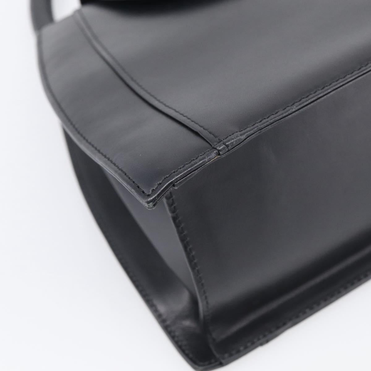 GIVENCHY Hand Bag Leather Black Gold Auth 212037
