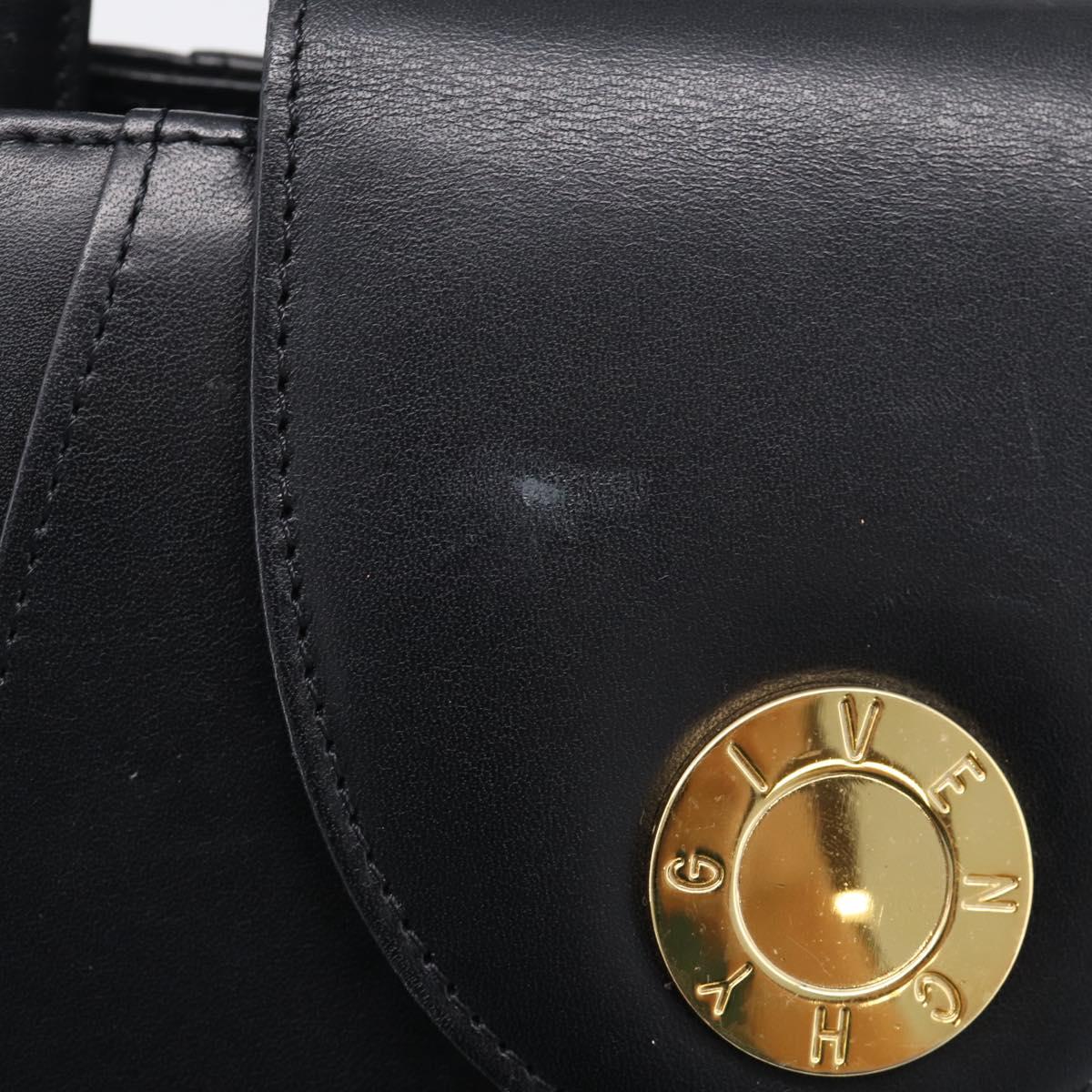 GIVENCHY Hand Bag Leather Black Gold Auth 212037
