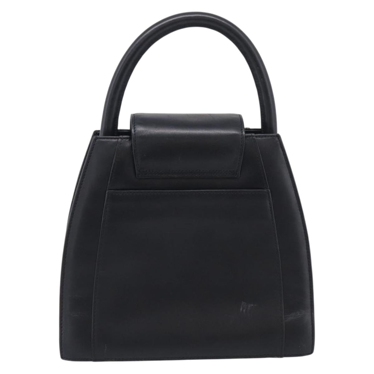 GIVENCHY Hand Bag Leather Black Gold Auth 212037
