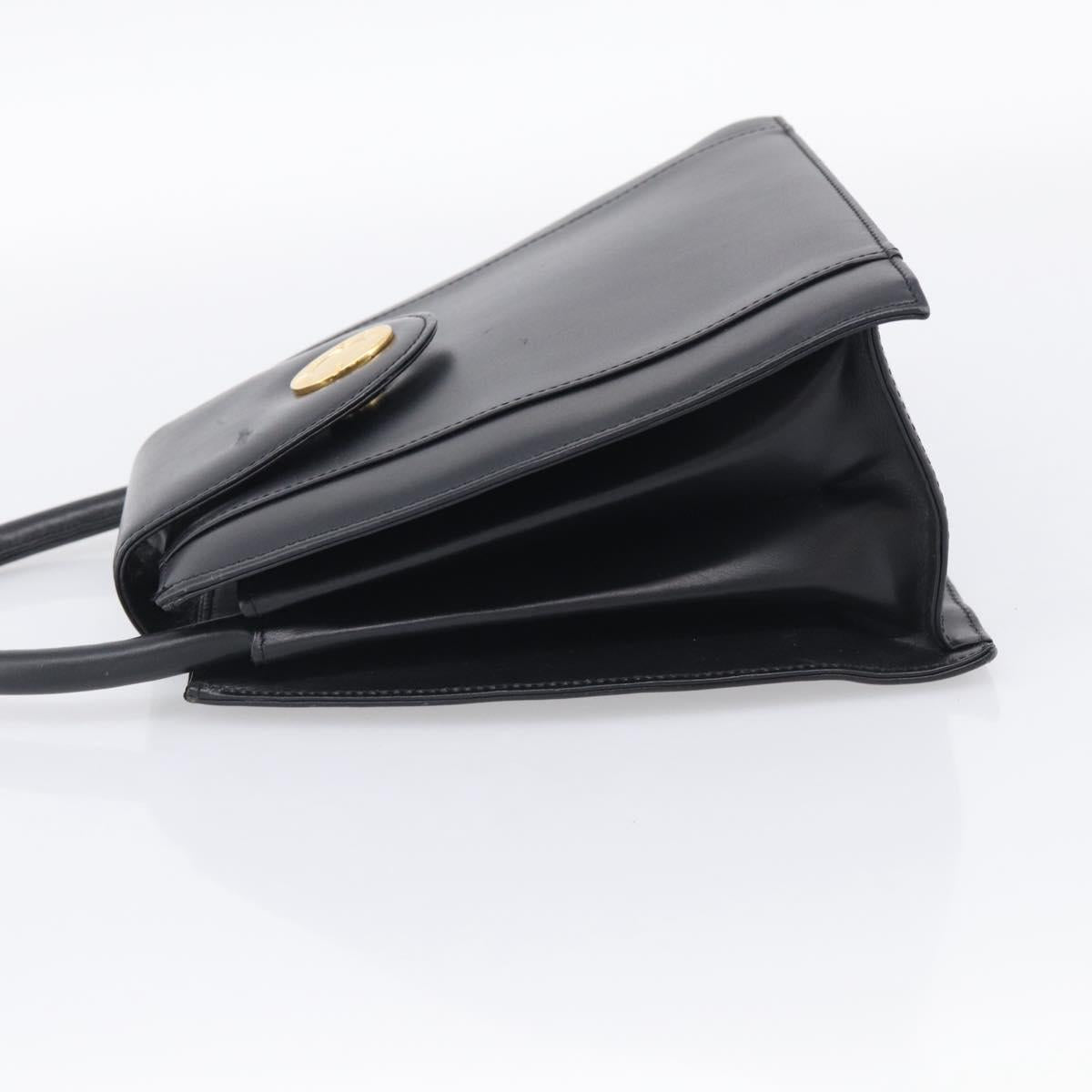 GIVENCHY Hand Bag Leather Black Gold Auth 212037
