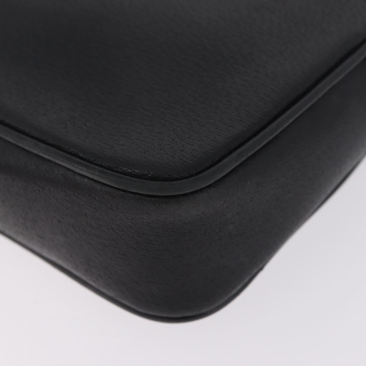 GUCCI Clutch Bag Leather Black Gold 014 58 0028 Auth 212038
