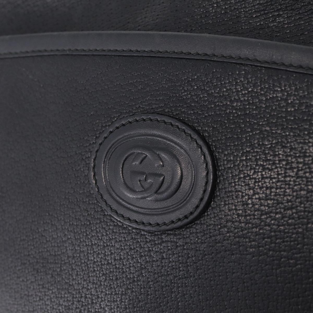GUCCI Clutch Bag Leather Black Gold 014 58 0028 Auth 212038