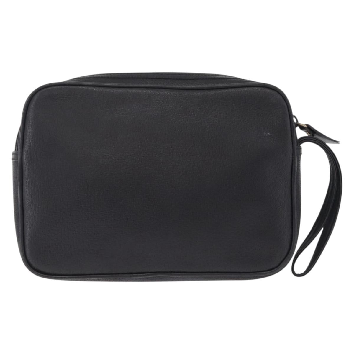 GUCCI Clutch Bag Leather Black Gold 014 58 0028 Auth 212038