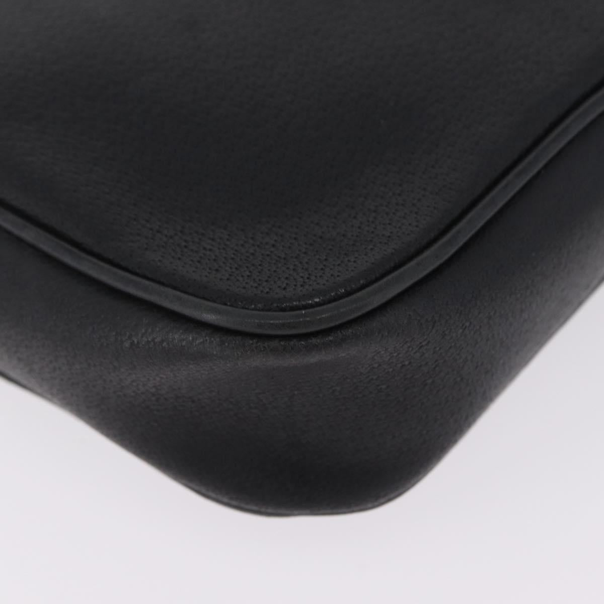 GUCCI Clutch Bag Leather Black Gold 014 58 0028 Auth 212038