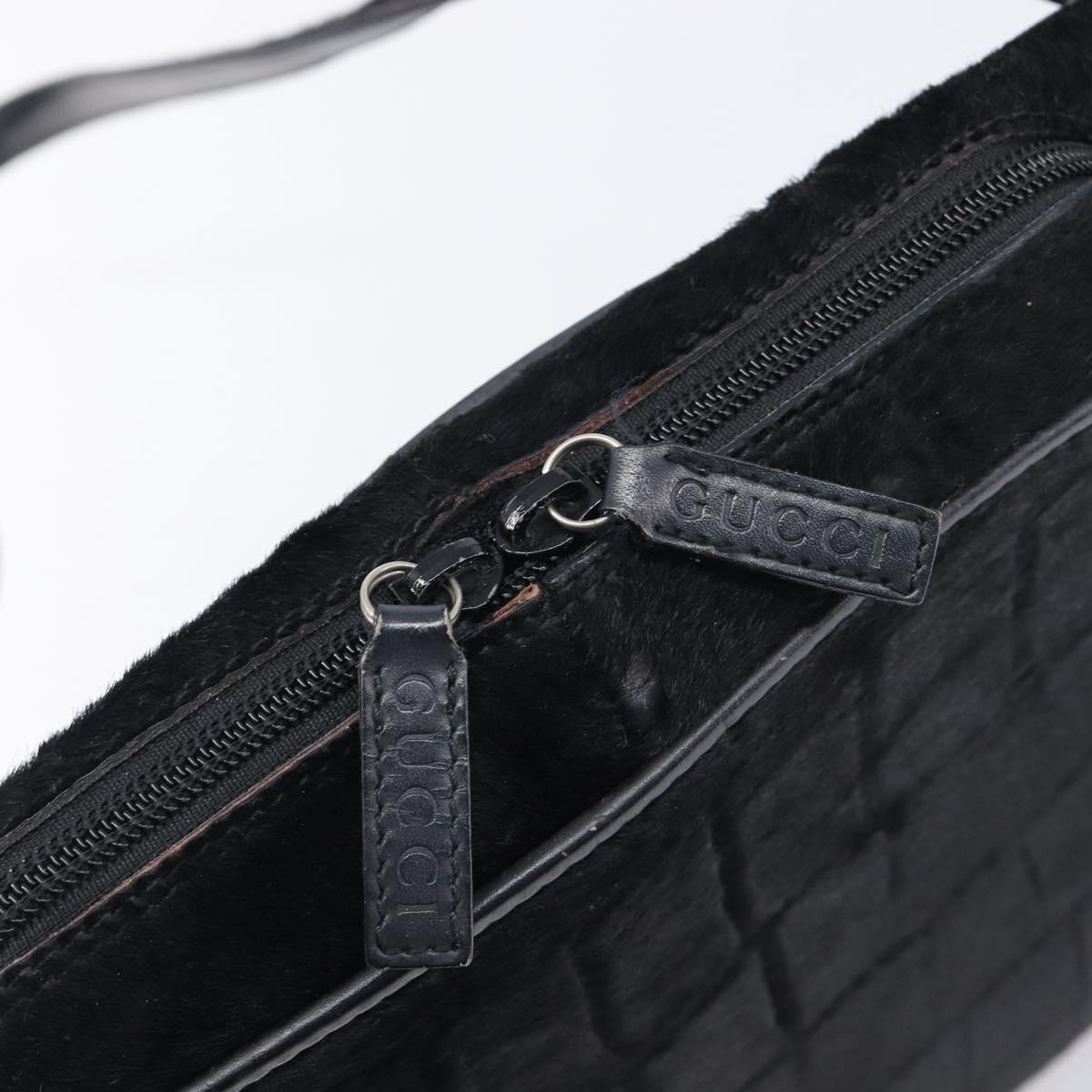 GUCCI Shoulder Bag Harako Leather Black Silver 001 2058 1758 5 Auth 212039