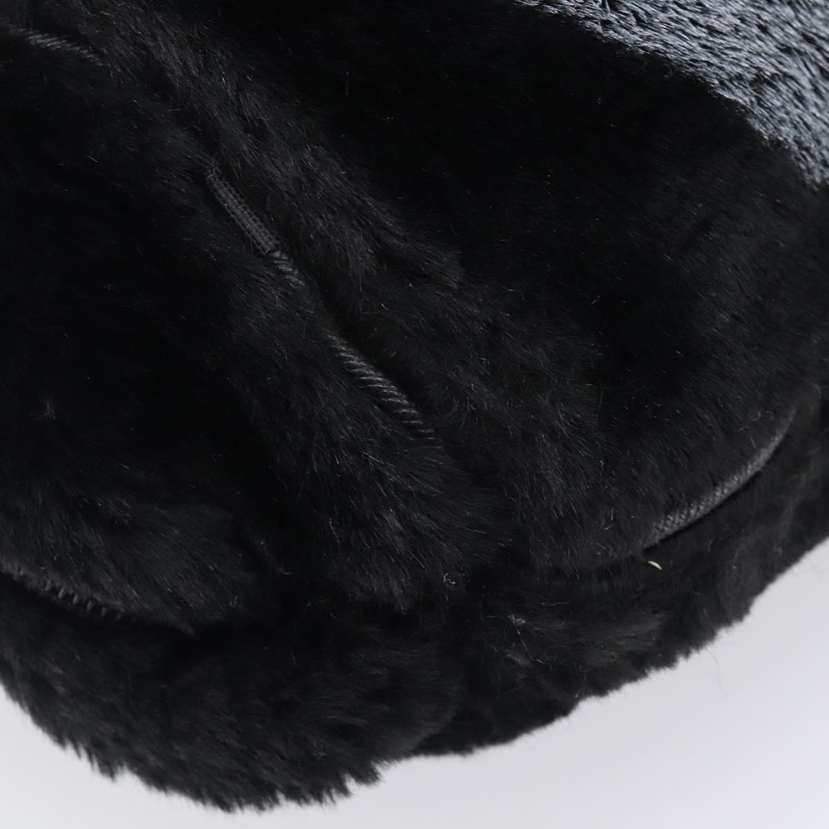 FENDI Tote Bag Acrylic Fur Black Auth 212040