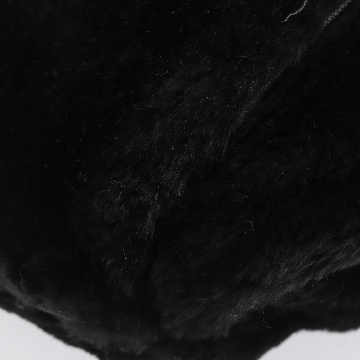FENDI Tote Bag Acrylic Fur Black Auth 212040