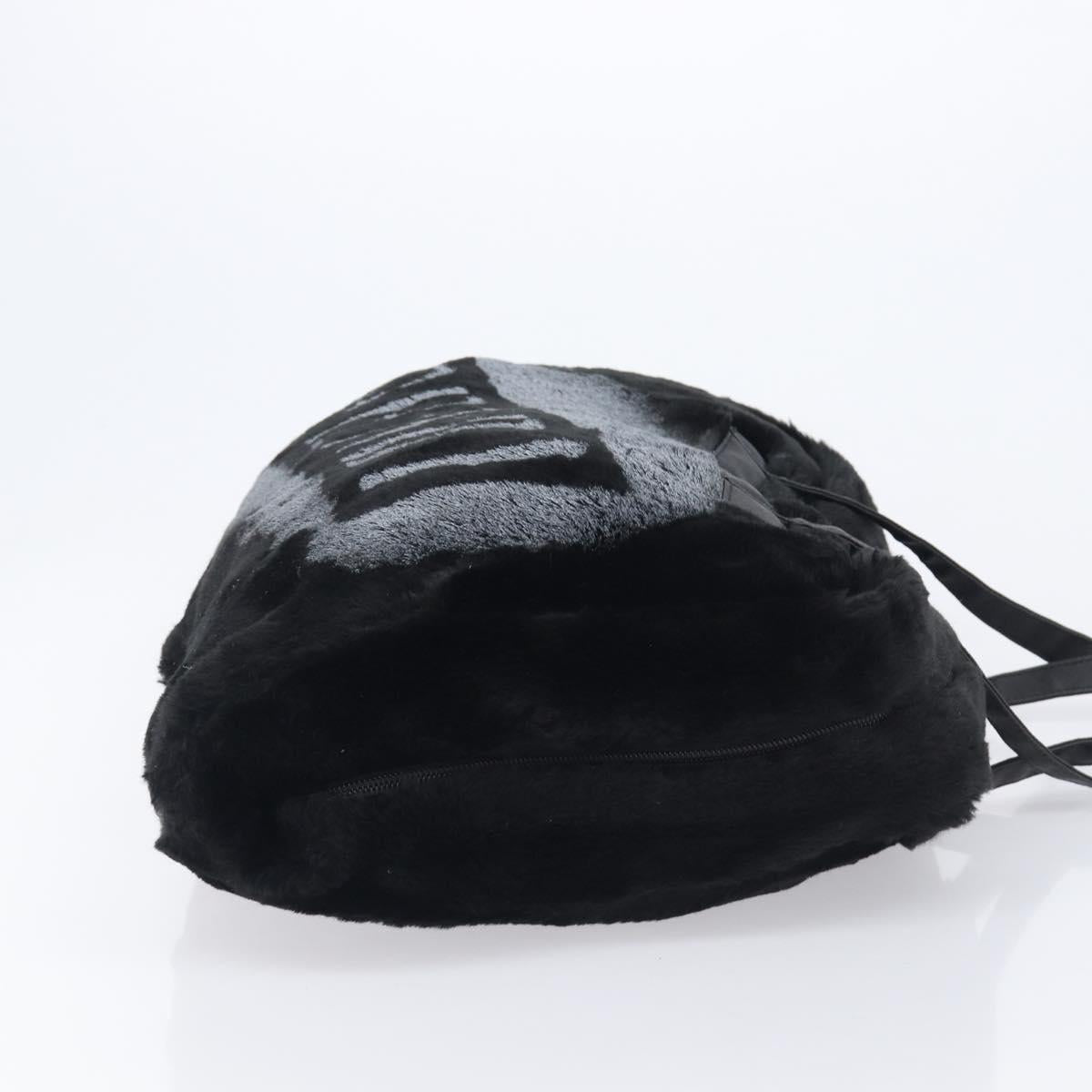 FENDI Tote Bag Acrylic Fur Black Auth 212040